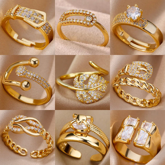 Bague ouverte en zircone plaquée pour femme