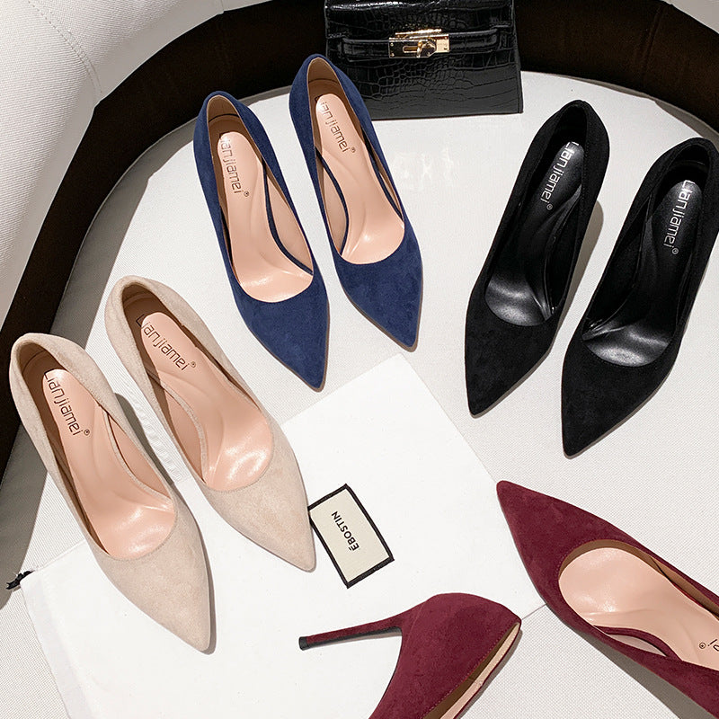 Talons aiguilles en daim élégants pour femmes
