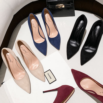 Talons aiguilles en daim élégants pour femmes