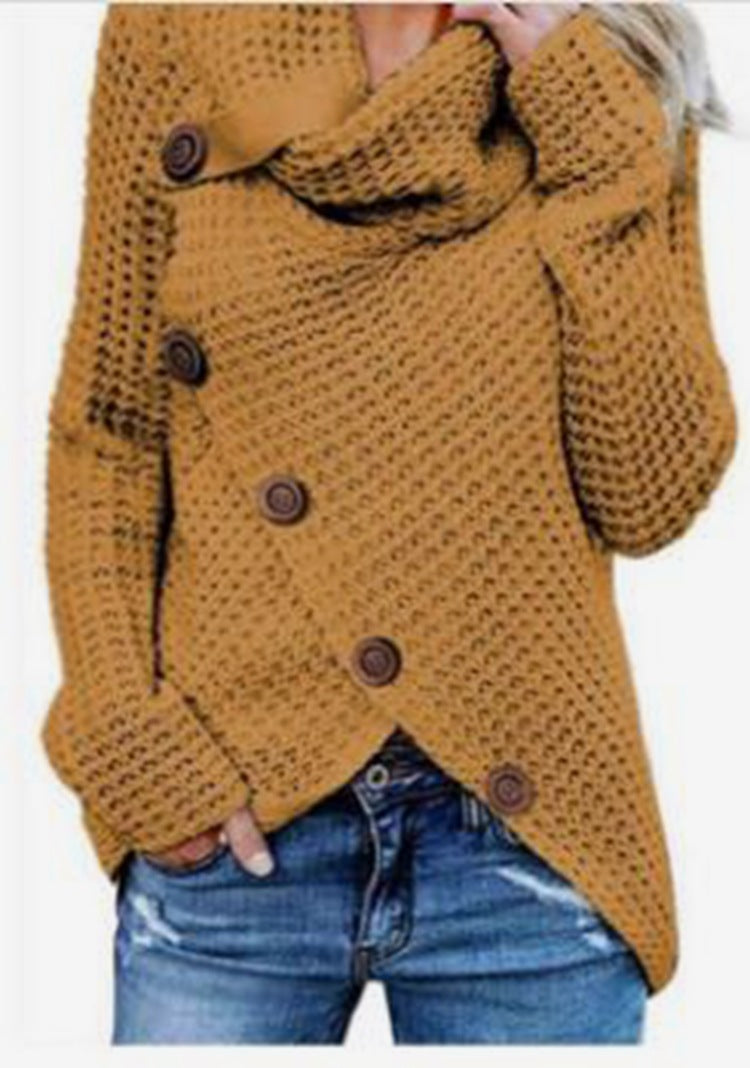 Tricot à col roulé à manches longues avec boutons