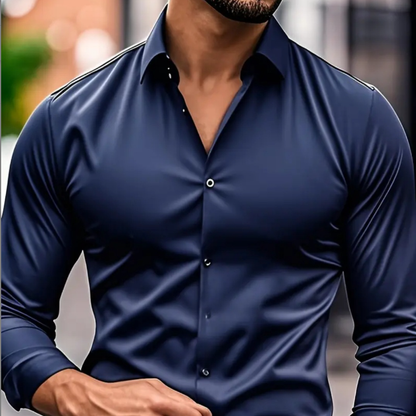 Chemise plus-size en stretch de couleur unie pour homme