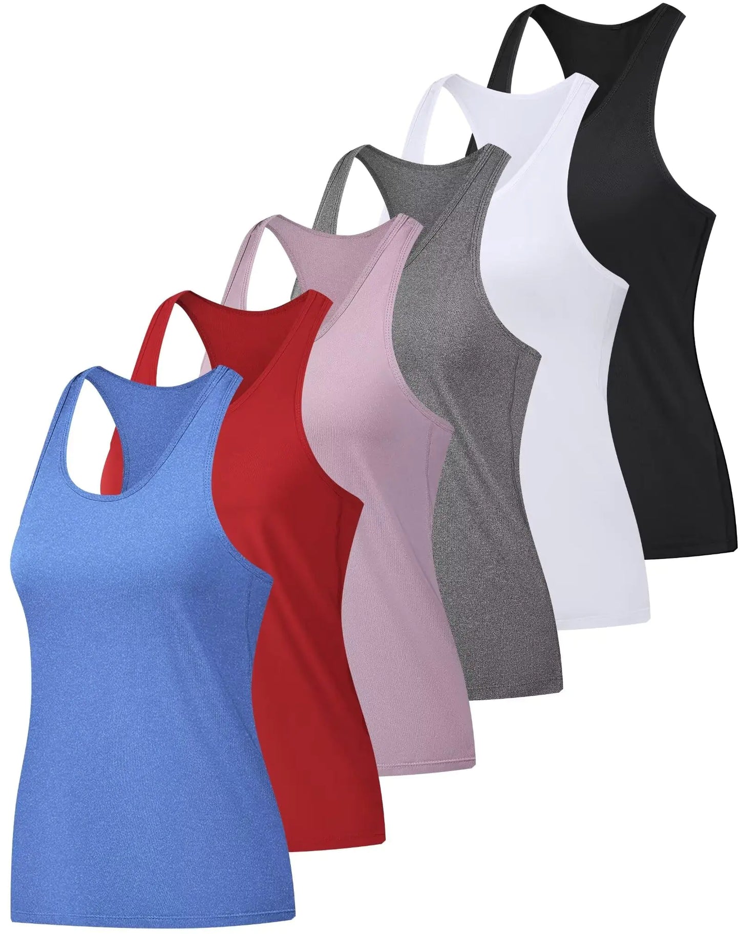 Pack de 6 camisetas sin mangas para mujer para deportes, yoga y running, espalda cruzada, secado rápido, corte ajustado, talla S