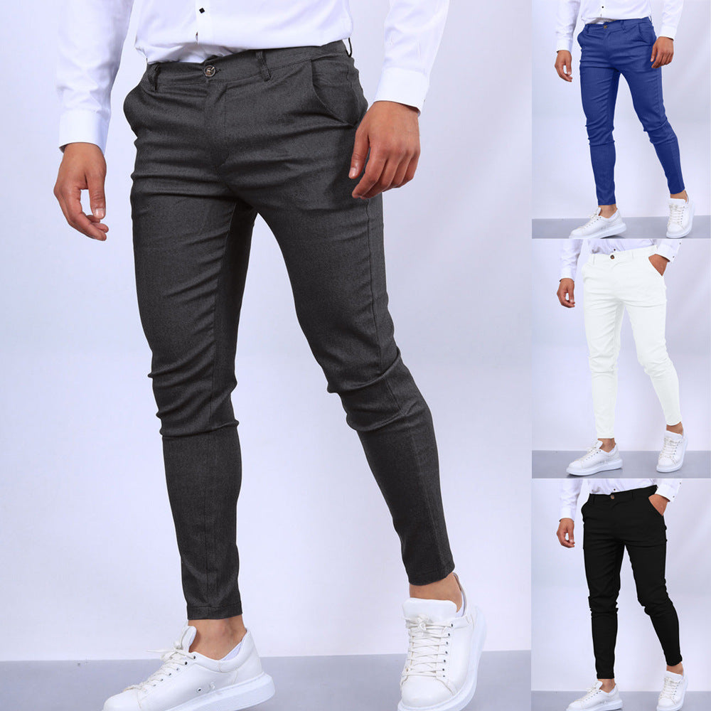 Pantalon habillé de couleur unie à texture décontractée pour homme