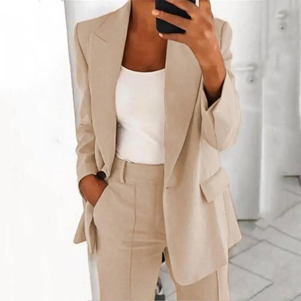 Solid Color Long Sleeve Blazer