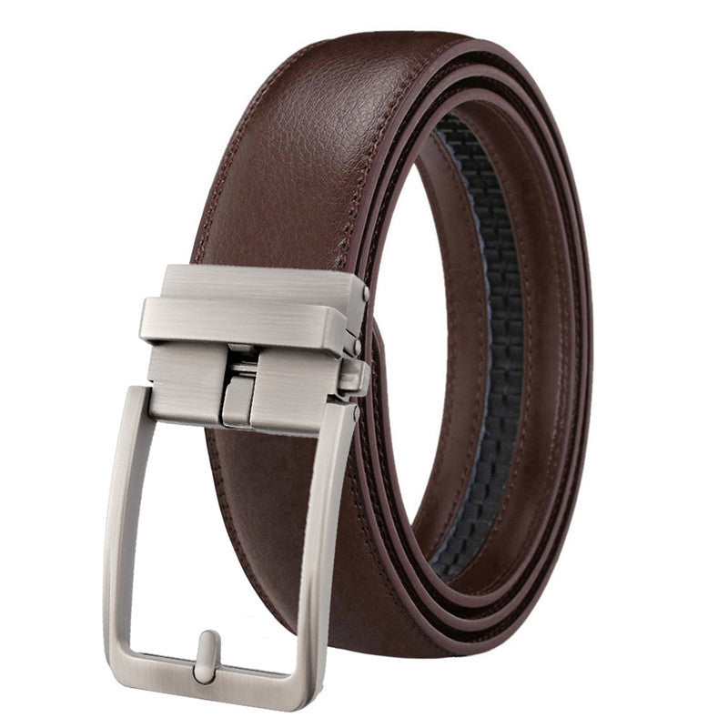 Ceinture à boucle automatique en cuir véritable pour homme