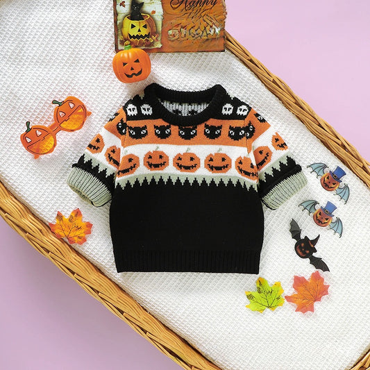Pull tricoté en forme de citrouille pour bébé