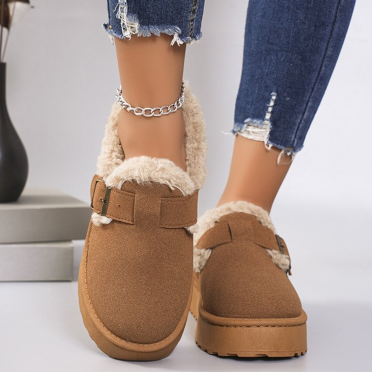 Chaussures décontractées en coton doublées de peluche pour femme