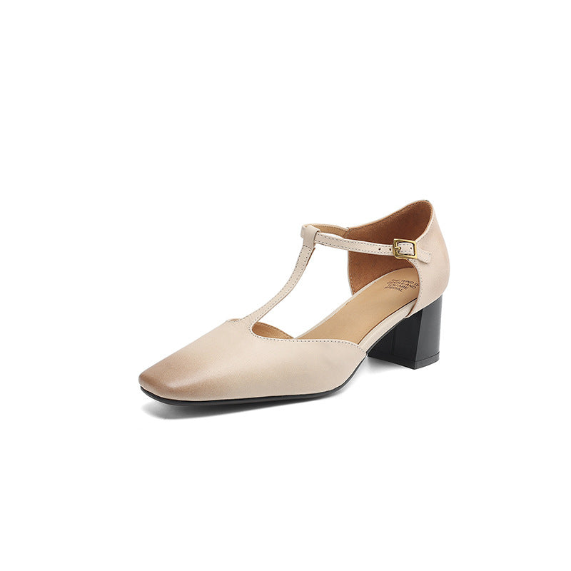 Chaussures à bout carré et à talon épais pour femmes