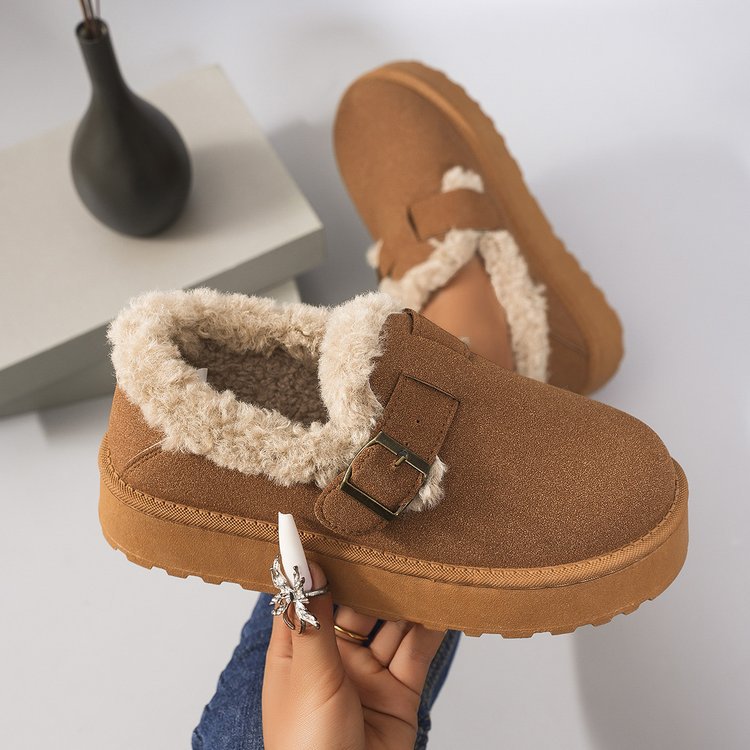 Chaussures décontractées en coton doublées de peluche pour femme