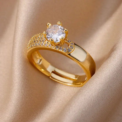 Bague ouverte en zircone plaquée pour femme
