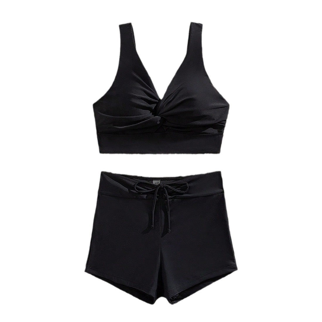 Maillot de bain bikini fendu de couleur unie pour femmes