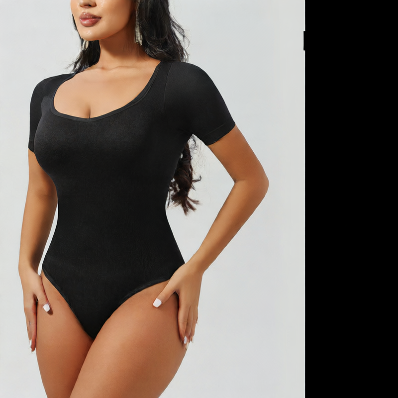 Body une pièce à encolure carrée et à manches courtes pour femmes