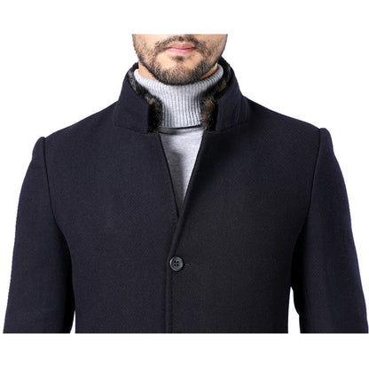 Manteau d'hiver à col montant en laine pour homme