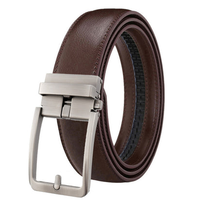 Ceinture à boucle automatique en cuir véritable pour homme
