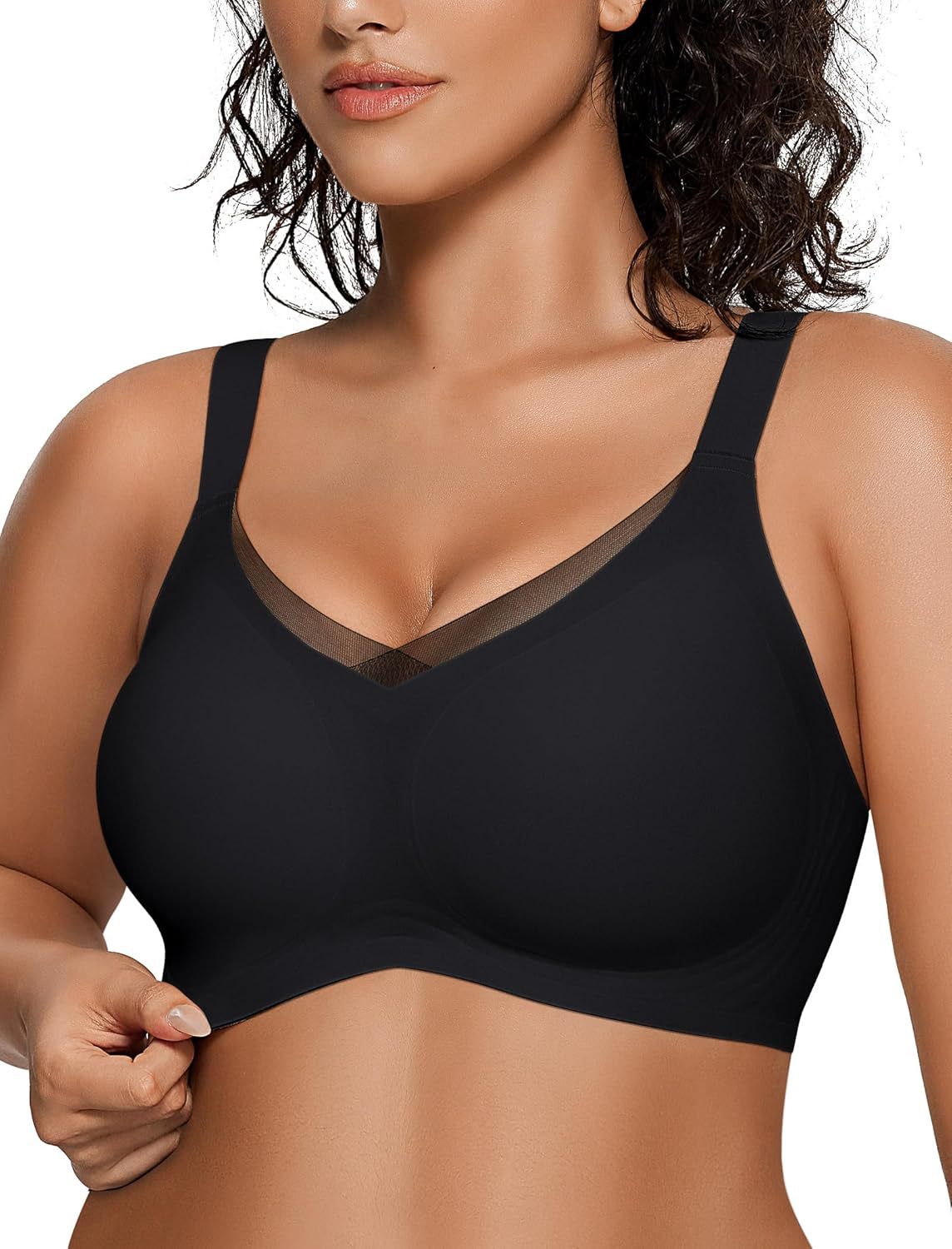 Soutien-gorge sans fil à résille en V pour femmes