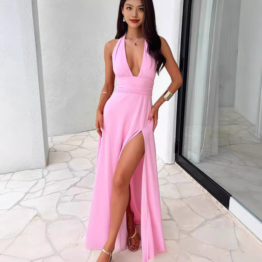 Robe à lacet ajustable et dos nu qui serre la taille