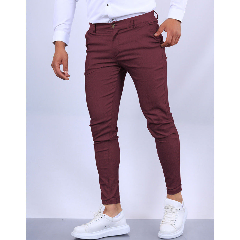 Pantalon habillé de couleur unie à texture décontractée pour homme