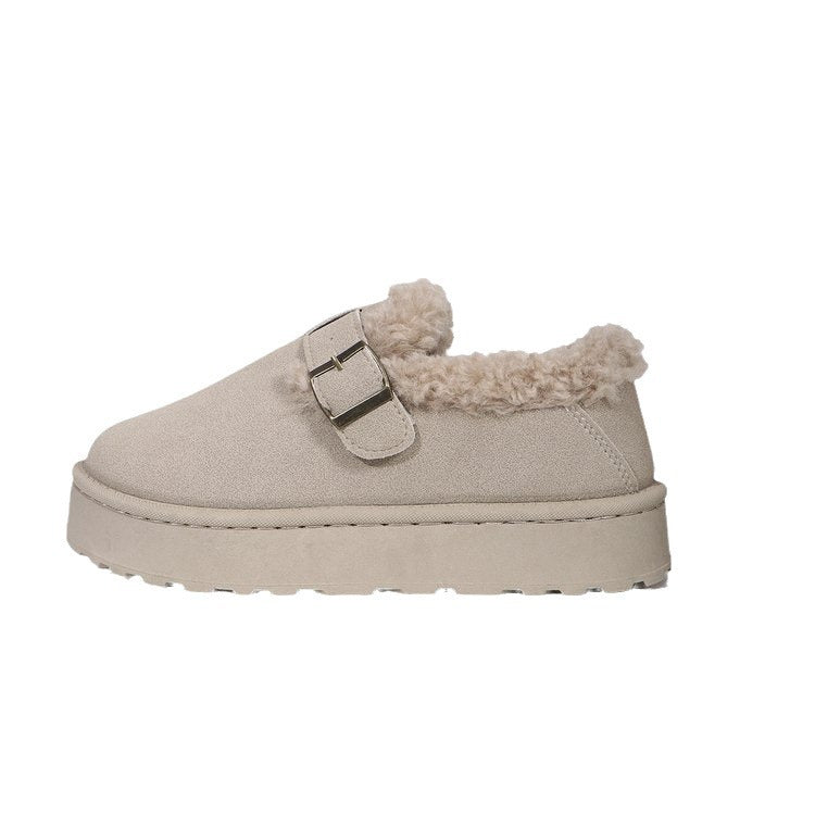 Chaussures décontractées en coton doublées de peluche pour femme