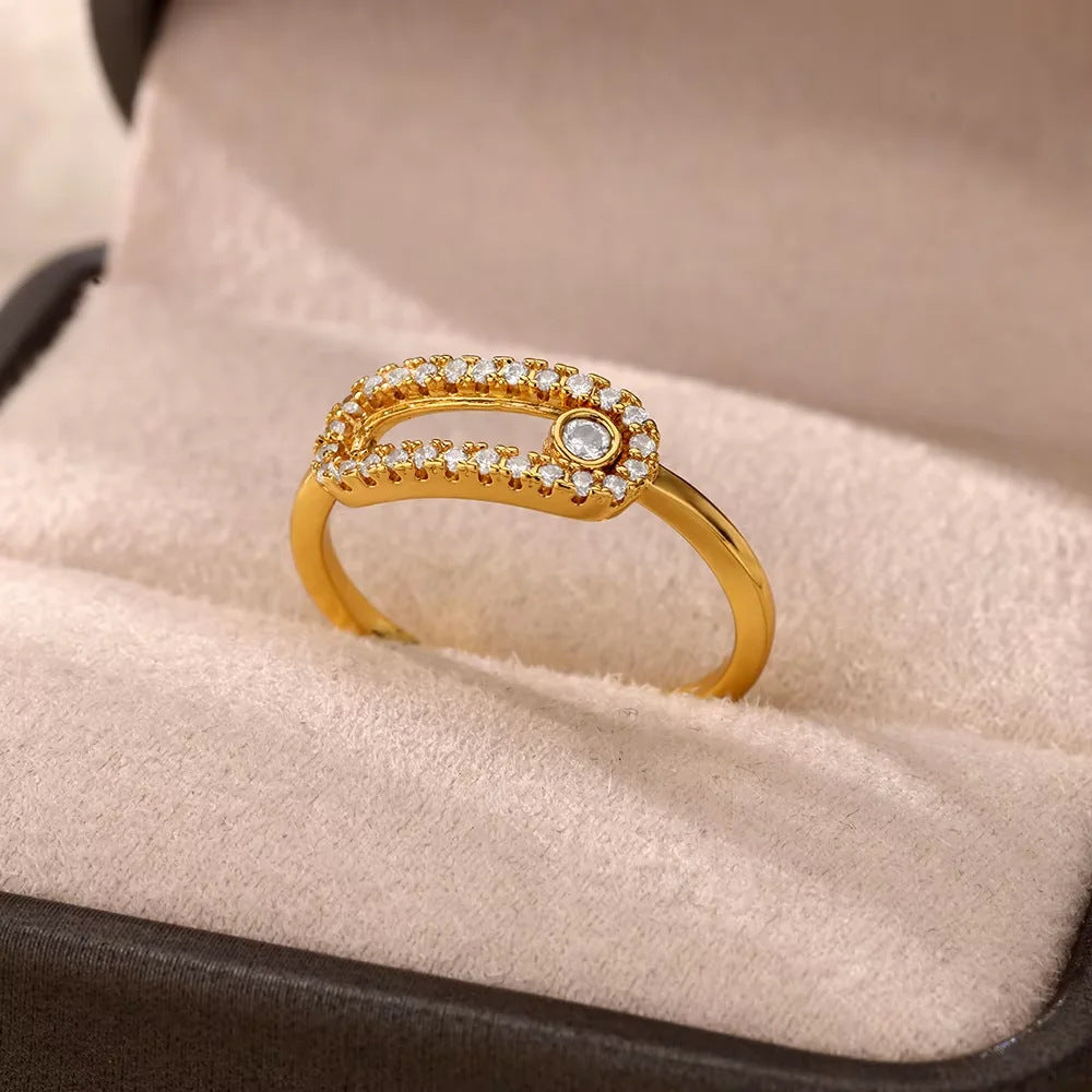 Bague ouverte en zircone plaquée pour femme