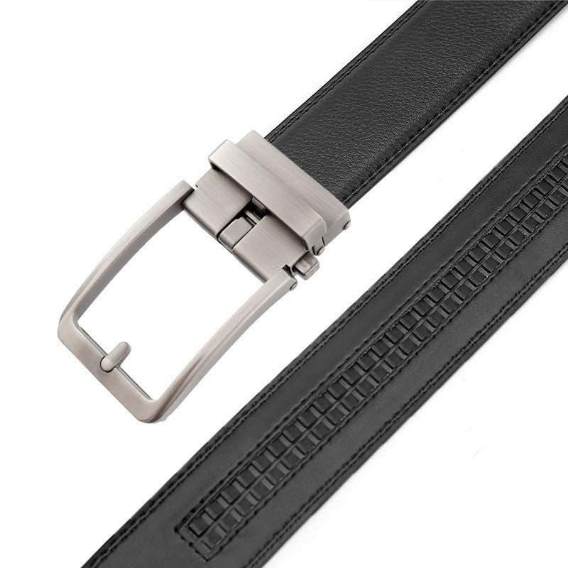 Ceinture à boucle automatique en cuir véritable pour homme