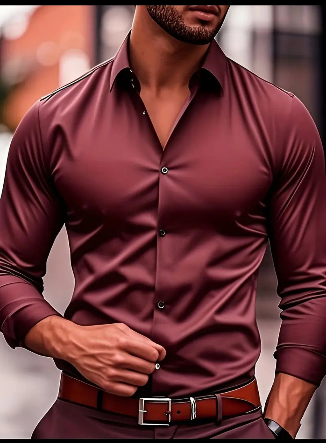 Chemise plus-size en stretch de couleur unie pour homme