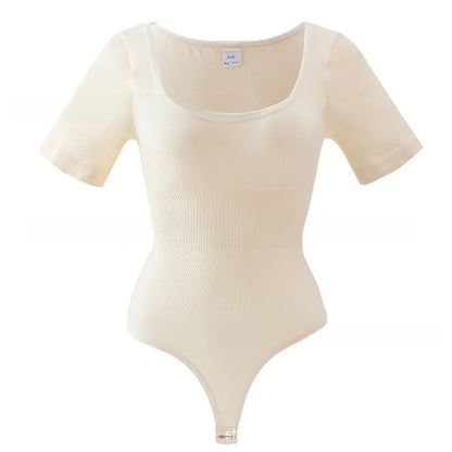 Body une pièce à encolure carrée et à manches courtes pour femmes