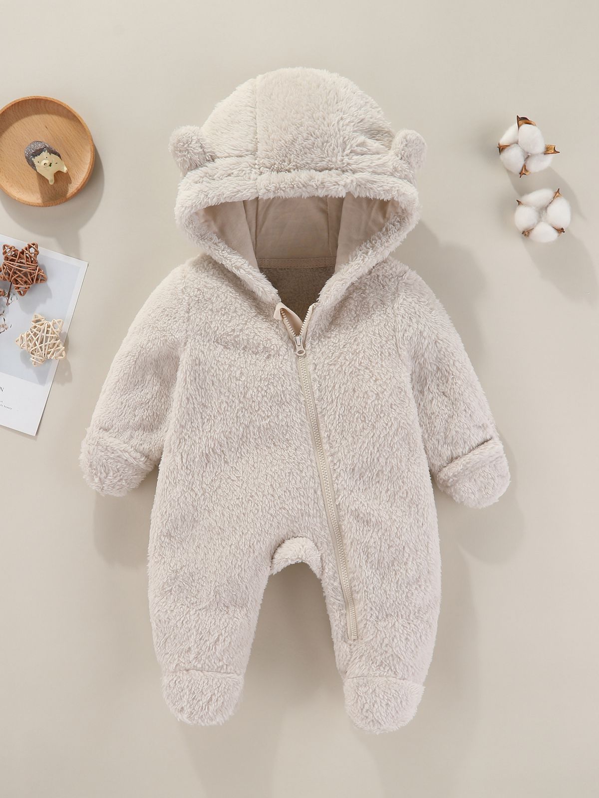 Combinaison d'hiver pour bébé en polaire avec capuche