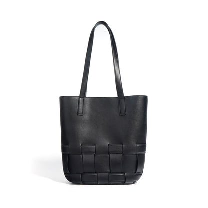 Sac fourre-tout en cuir de vachette tissé pour femme