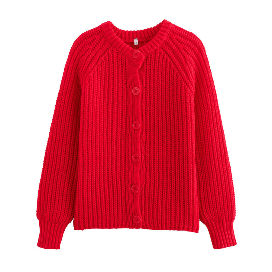 Cardigan décontracté en tricot de couleur unie pour femme