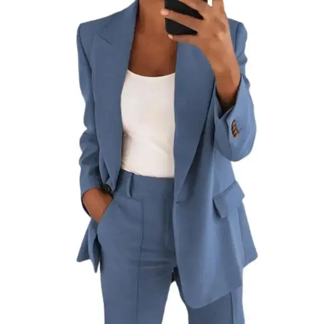 Solid Color Long Sleeve Blazer