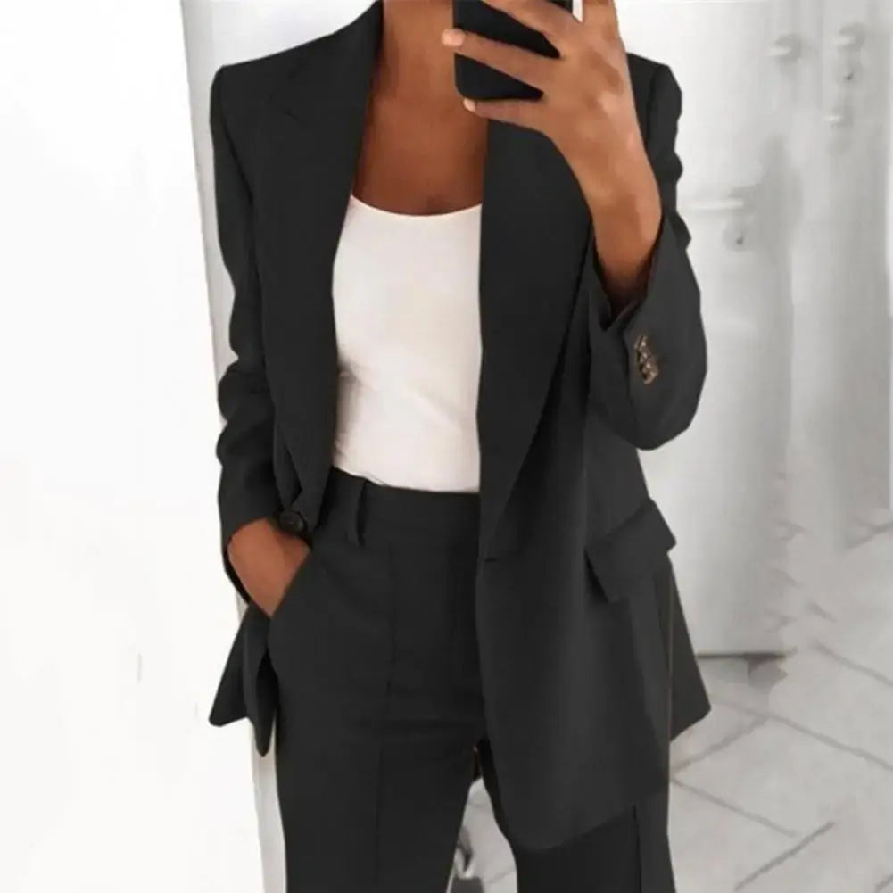 Solid Color Long Sleeve Blazer