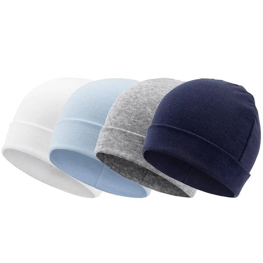 Lot de 4 Bonnets Nouveau-né en Coton Doux